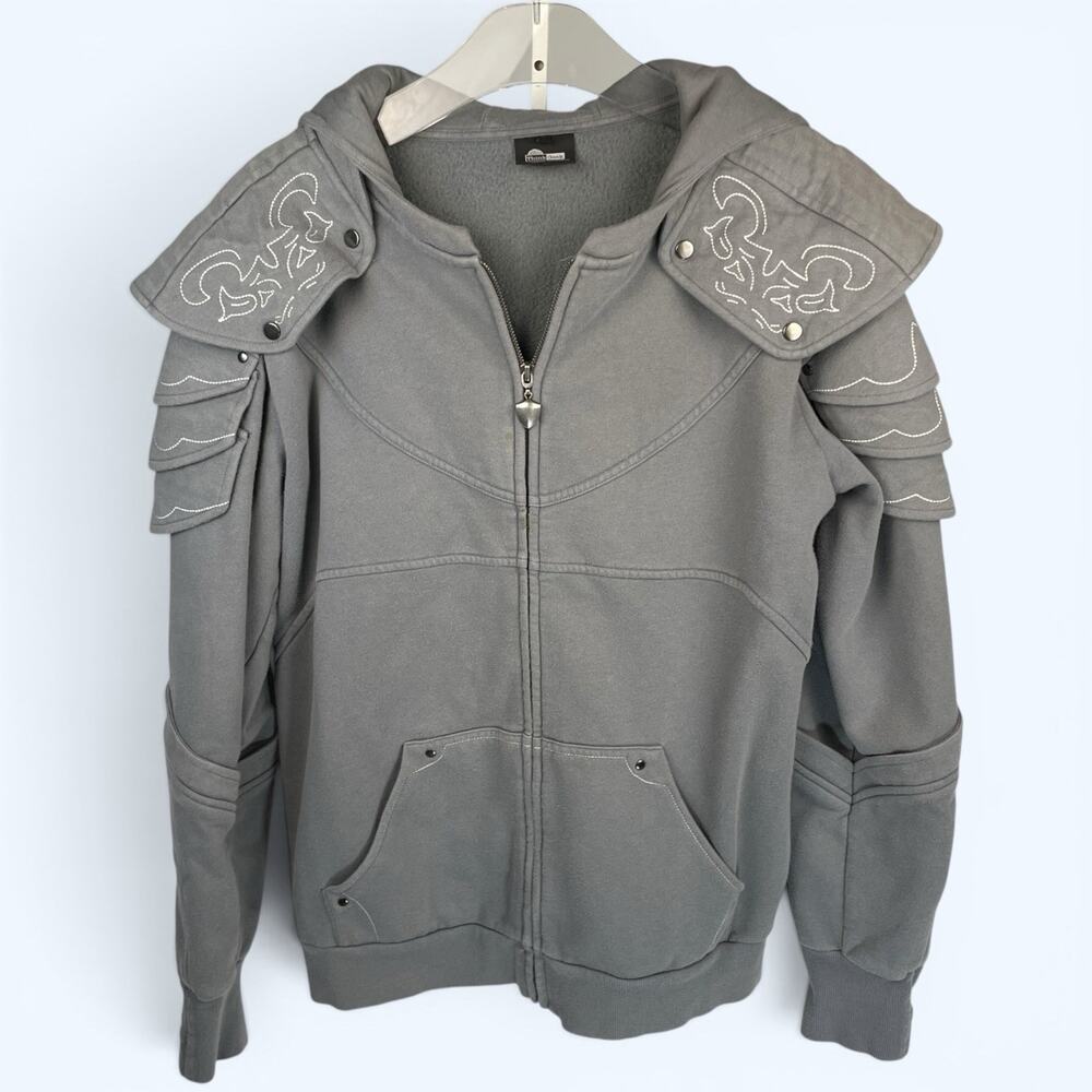 ThinkGeek Medieval Knight Full Zip Hoodie Gray Men's Medium